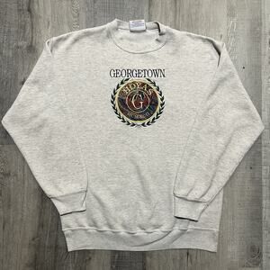 VTG Georgetown Hoyas Grey Paisley Crest Logo 90s College Crable Sweatshirt Sz L
